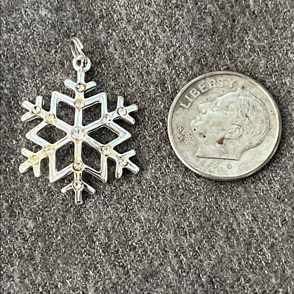 Sterling Snowflake Charm Rhinestone Accents - Picture 3 of 7
